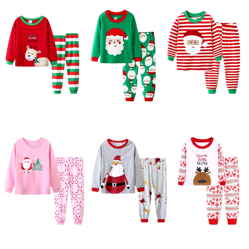 Boys Girls Christmas Pajamas Sets Reindeer Santa Claus Toddler Clothes Kids Pajama Sleepwear