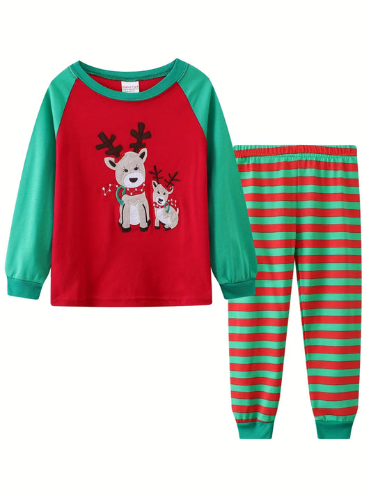 Boys Girls Christmas Pajamas Sets Reindeer Santa Claus Toddler Clothes Kids Pajama Sleepwear